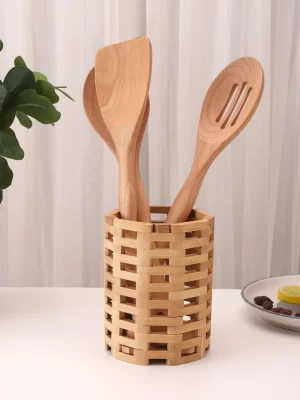 حاملة ملاعق خشبية